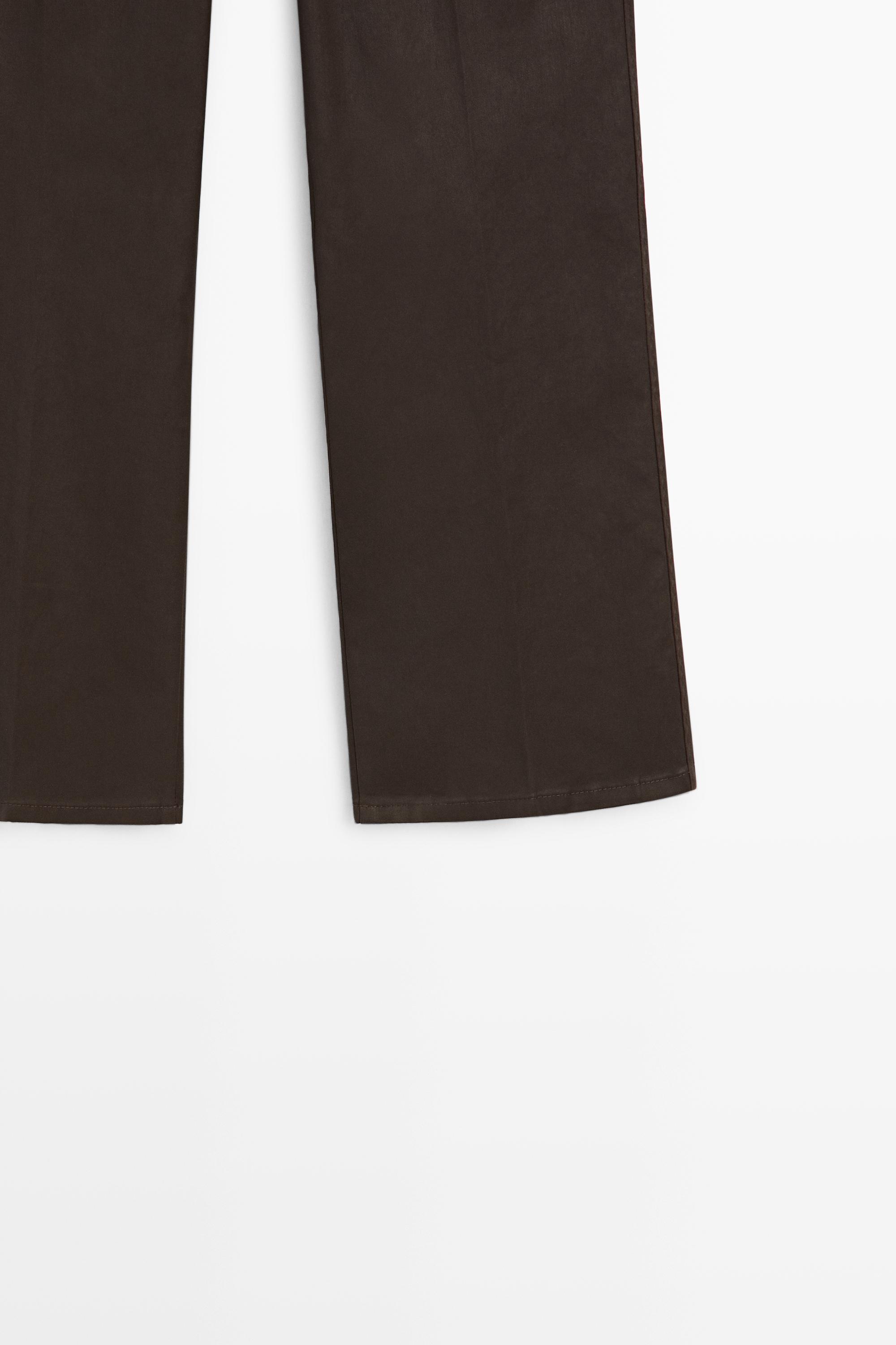 Pantalon flare cropped enduit